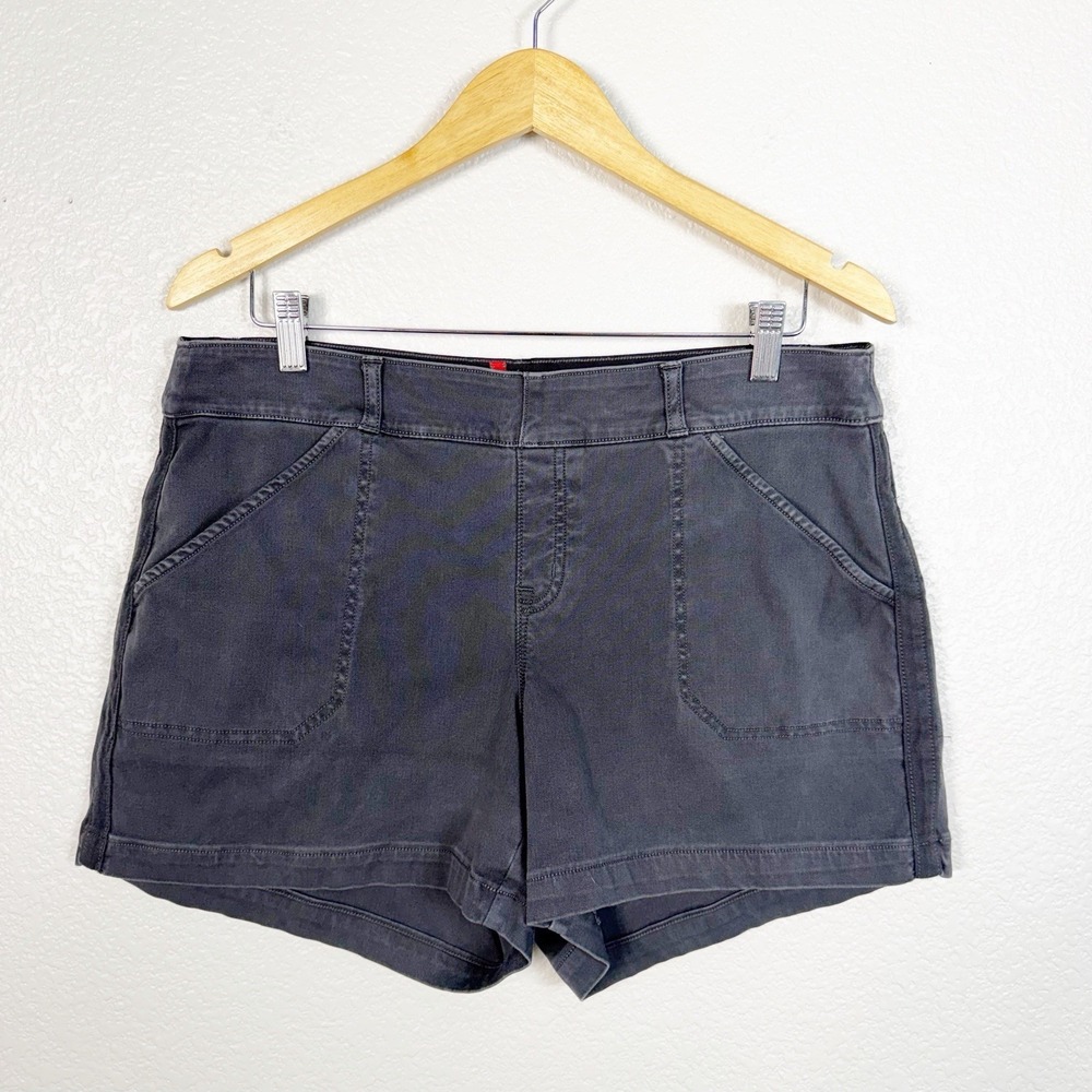 Spanx Shorts Womens XL Faded Black Twill Pull On Stretch Chino